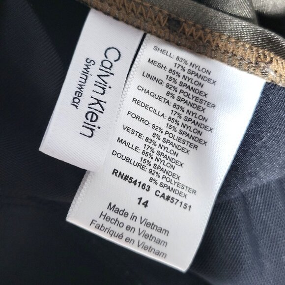 Calvin Klein Swimsuit 14 Women's One Piece Bronze Side Pleats Full Coverage - Picture 4 of 4